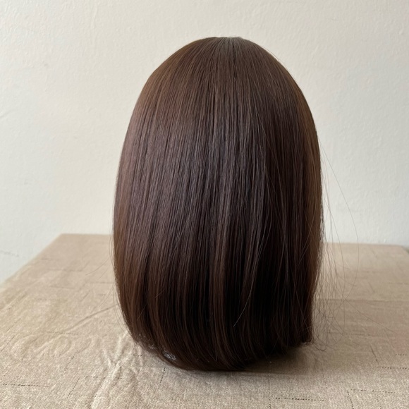 12” Brown Natural Looking Middle Parted Short Synthetic Heat Resistant Wig - Picture 4 of 13